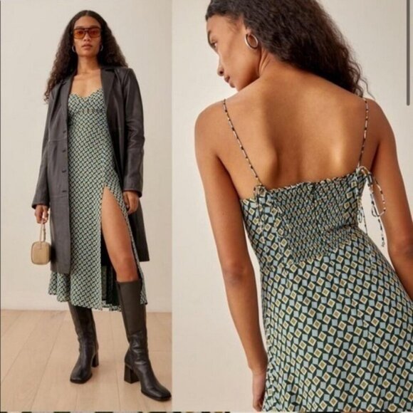 💕REFORMATION💕 Juliette Dress ~ Mosaic Multi-Color Geometric Print 4 NWOT - Picture 4 of 16